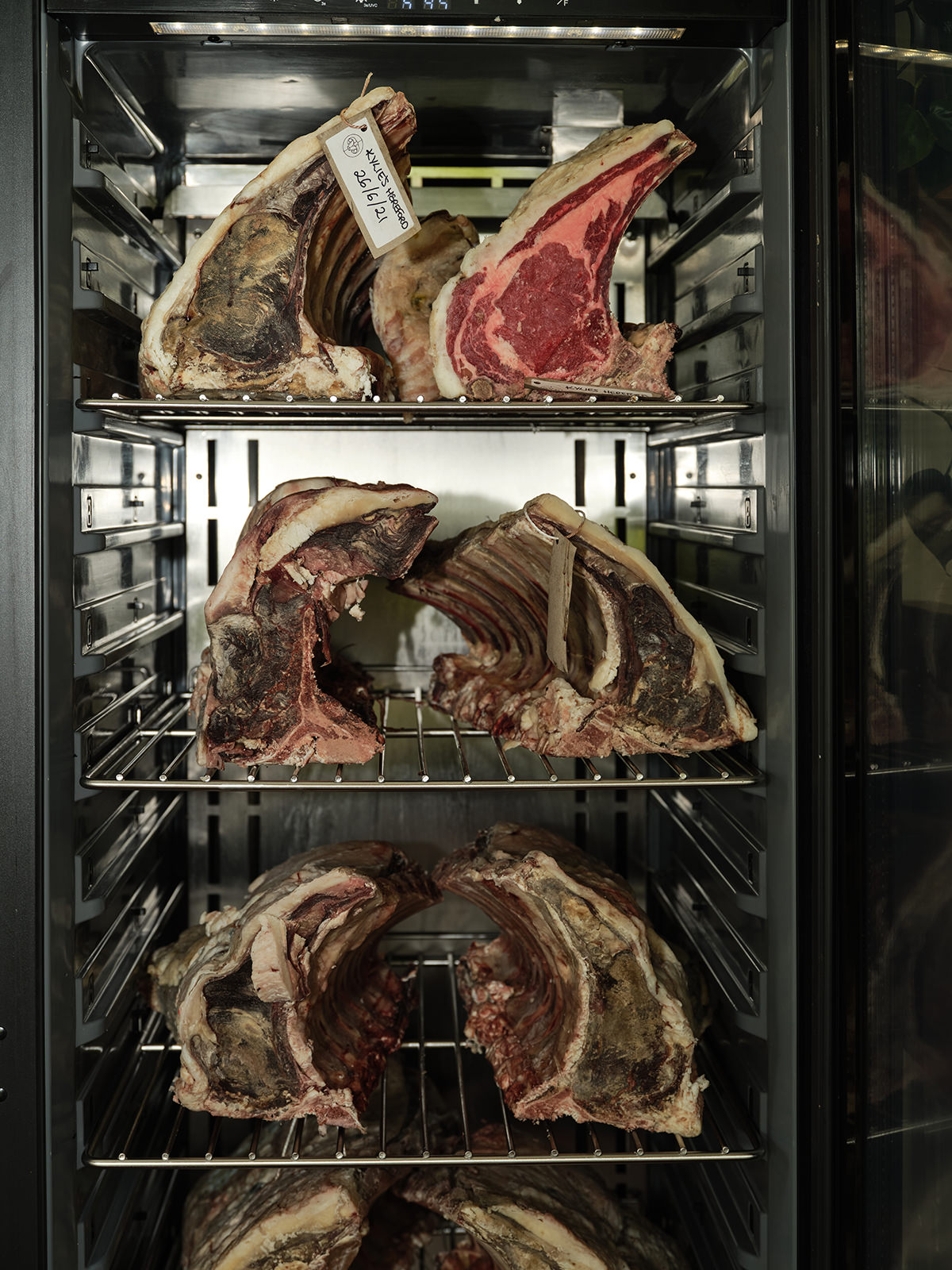 Beef dry ageing onsite including Hereford produced by Trevor’s partner Kylie.
